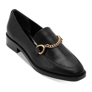Dolce Vita Black Leather Gillian Chain Loafers Womens Size 7.5